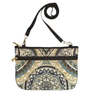 Vintage Danny K Kaplan Beverly Hills Blue Tapestry Crossbody Bag Purse Small